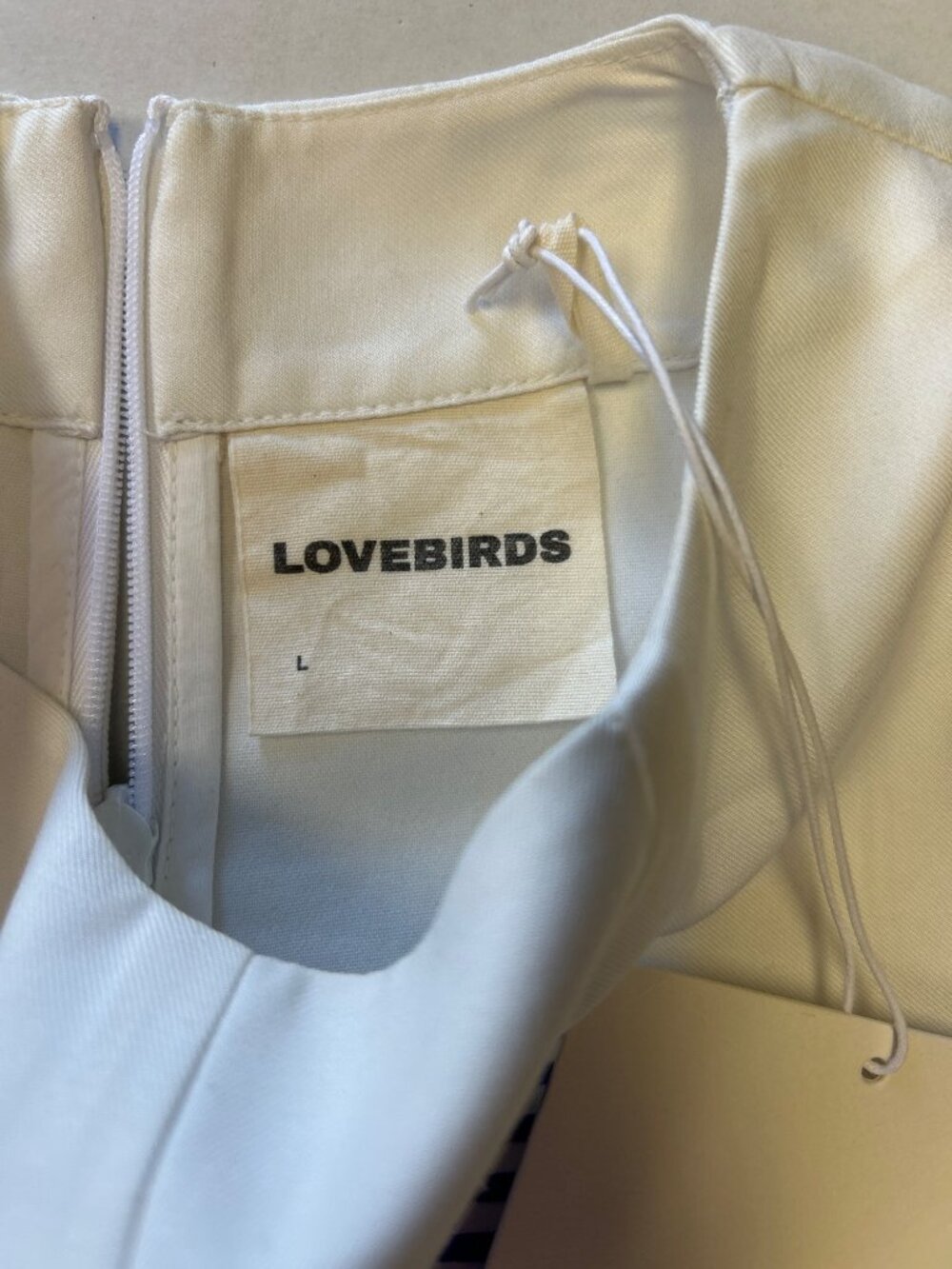 LOVE BIRDS Striped Plantscape Dress Ivory Linear Cobalt Blue Size Large NWT - Picture 8 of 9